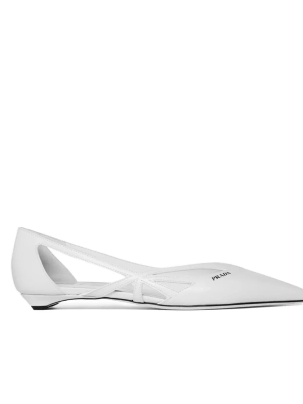 Prada White Pointed Leather Slingback Flats